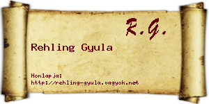 Rehling Gyula névjegykártya